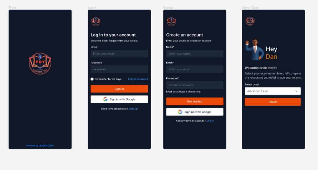 Screenshot of Elearning mobile App